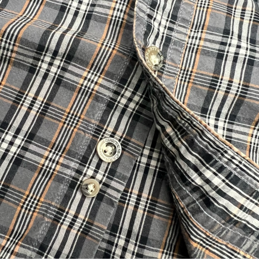 Carhartt men’s plaid 100% cotton flannel button down work shirt 2XL Tall XXL - Picture 5 of 9